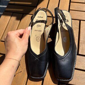 Ara Black Leather Heels